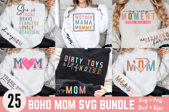 Boho Mom SVG Bundle: Graphics for T-Shirt Designs