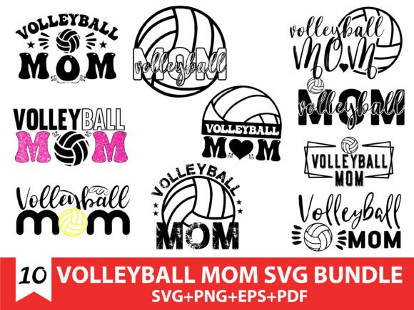 Volleyball Mom SVG Bundle: Graphics for T-Shirt Designs